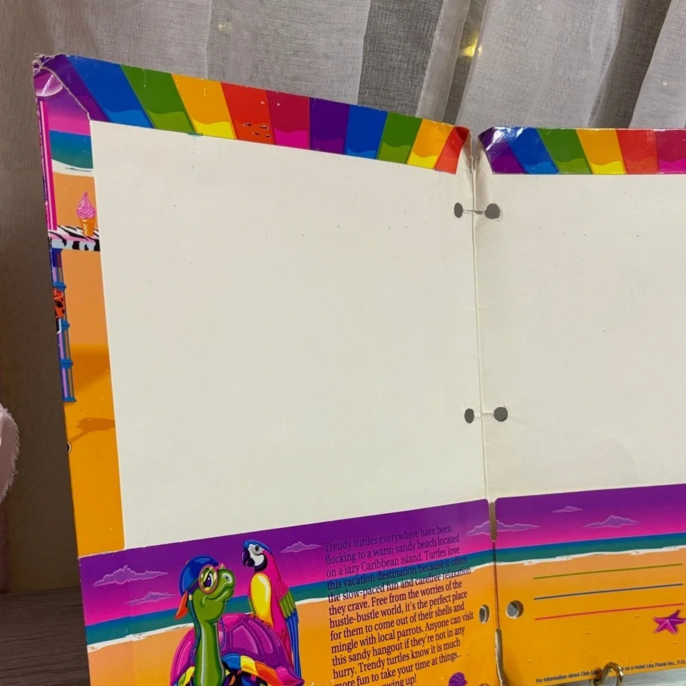 Vintage Lisa Frank Vibrant Turtle and Parrot